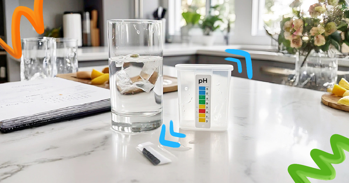 Test de medición de pH para vaso de agua